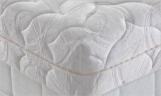  A bare white mattress sitting on a white box spring.
