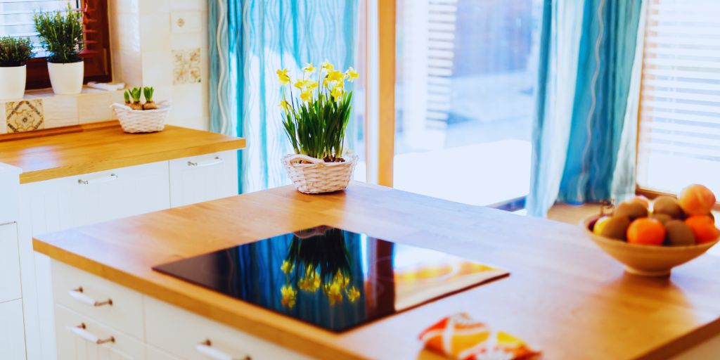 a clean kitchen island